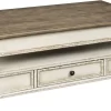Signature Design By Ashley® Realyn White/Brown Lift Top Coffee Table