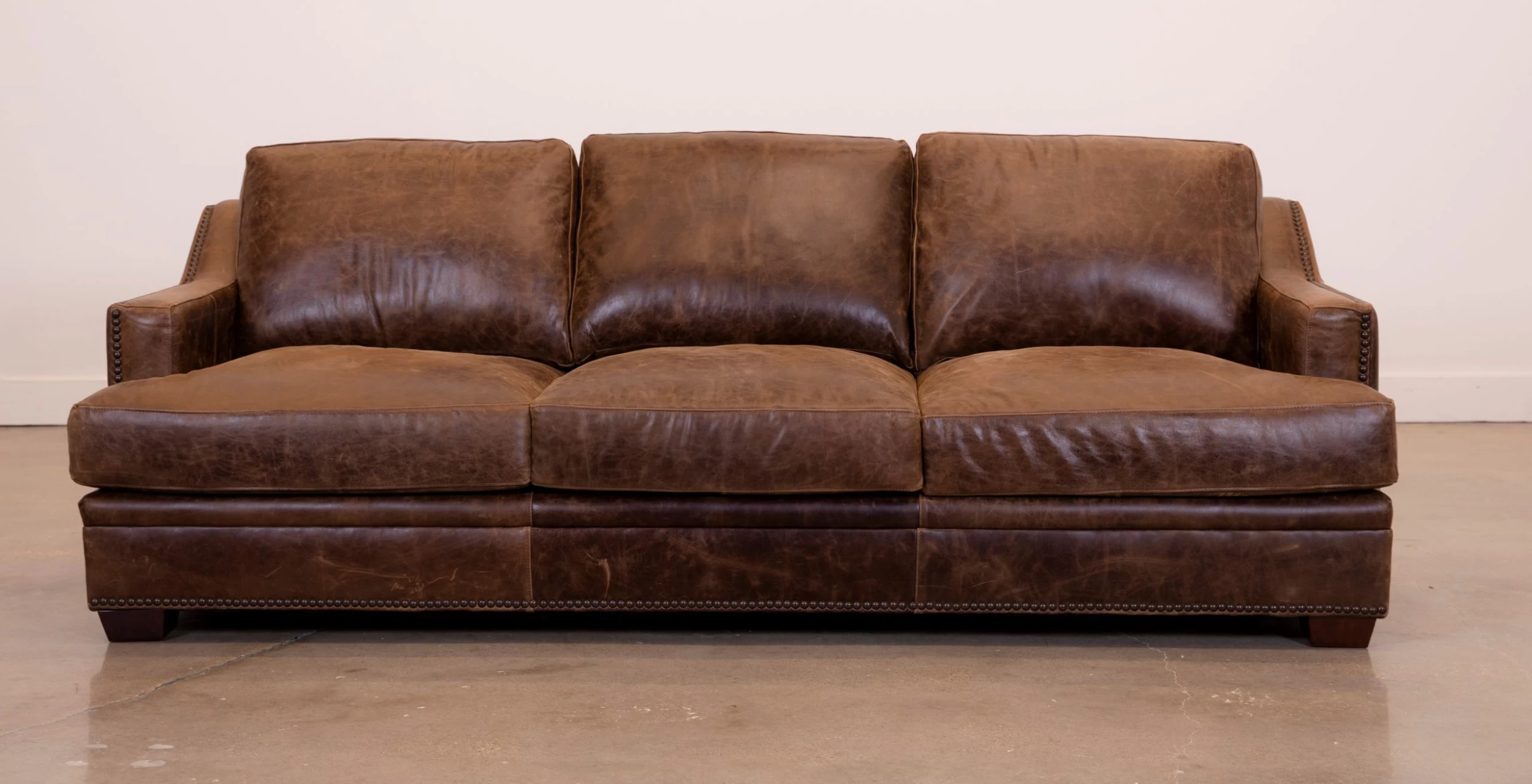USA Premium Leather Furniture 9397 Ancient Brown All Leather Sofa 2 USA Premium Leather Furniture 9397 Ancient Brown All Leather Sofa - Image 2