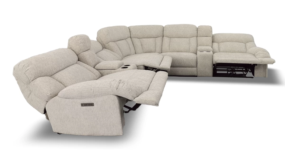 Man Wah Taupe 7 Piece Power Reclining Sectional 2 Man Wah Taupe 7 Piece Power Reclining Sectional - Image 2