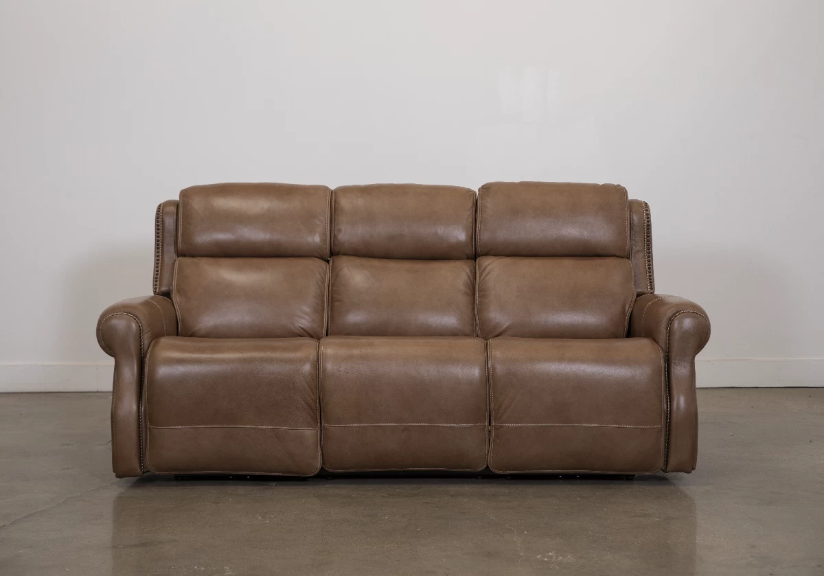 Man Wah Umber Leather Power Reclining Sofa 2 Man Wah Umber Leather Power Reclining Sofa - Image 2