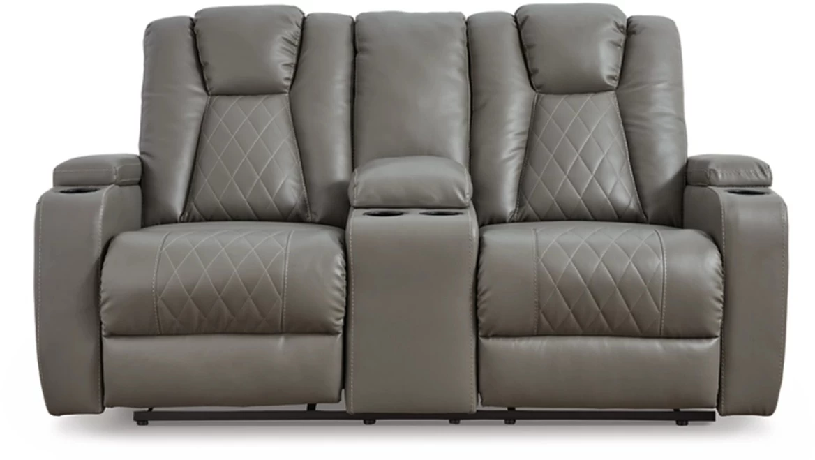 Signature Design By Ashley® Mancin Gray Reclining Loveseat With Console 3 Signature Design By Ashley® Mancin Gray Reclining Loveseat With Console - Image 3