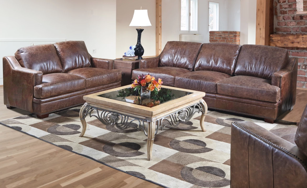 USA Premium Leather Furniture 9397 Ancient Brown All Leather Sofa 5 USA Premium Leather Furniture 9397 Ancient Brown All Leather Sofa - Image 5