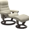 Stressless® By Ekornes® Opal Light Grey Small All Leather Recliner With Footstool
