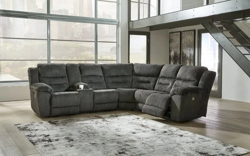 Signature Design By Ashley® Nettington 3-Piece Smoke Left-Arm Facing Power Reclining Sectional With Console 5 Signature Design By Ashley® Nettington 3-Piece Smoke Left-Arm Facing Power Reclining Sectional With Console - Image 5