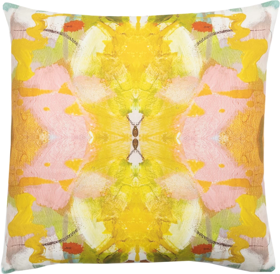 Laura Park Designs Jardin Yellow 22" X 22" Throw Pillow 1 Laura Park Designs Jardin Yellow 22" X 22" Throw Pillow