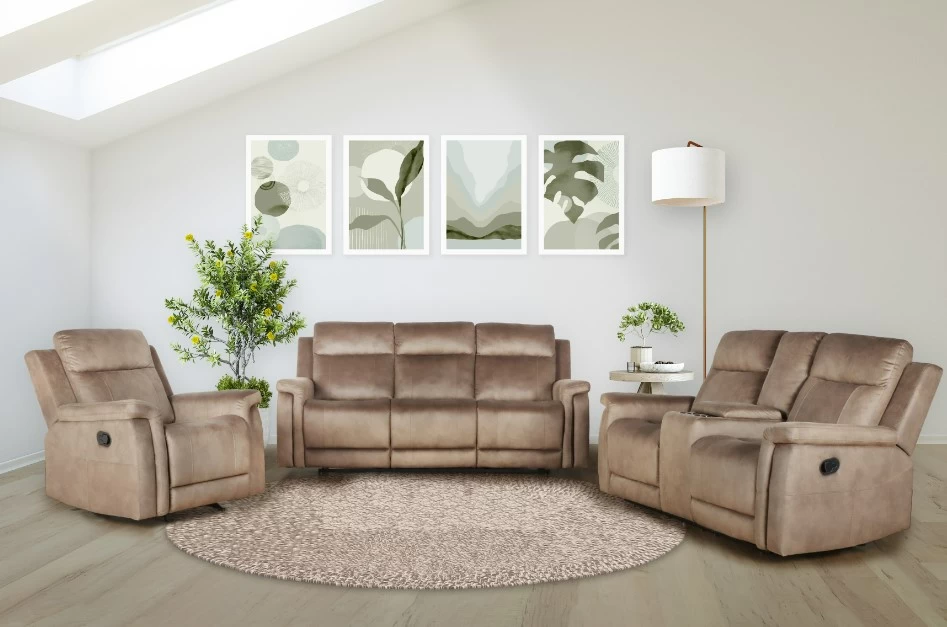 New Classic® Home Furnishings Palmer Light Brown Loveseat With Dual Recliner 2 New Classic® Home Furnishings Palmer Light Brown Loveseat With Dual Recliner - Image 2