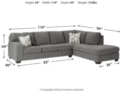 Benchcraft® Dalhart 2-Piece Charcoal Left-Arm Facing Sectional With Chaise -Furniture comprehensive store 15d6ed92 5900 4a8e b44c 43a9103c6035