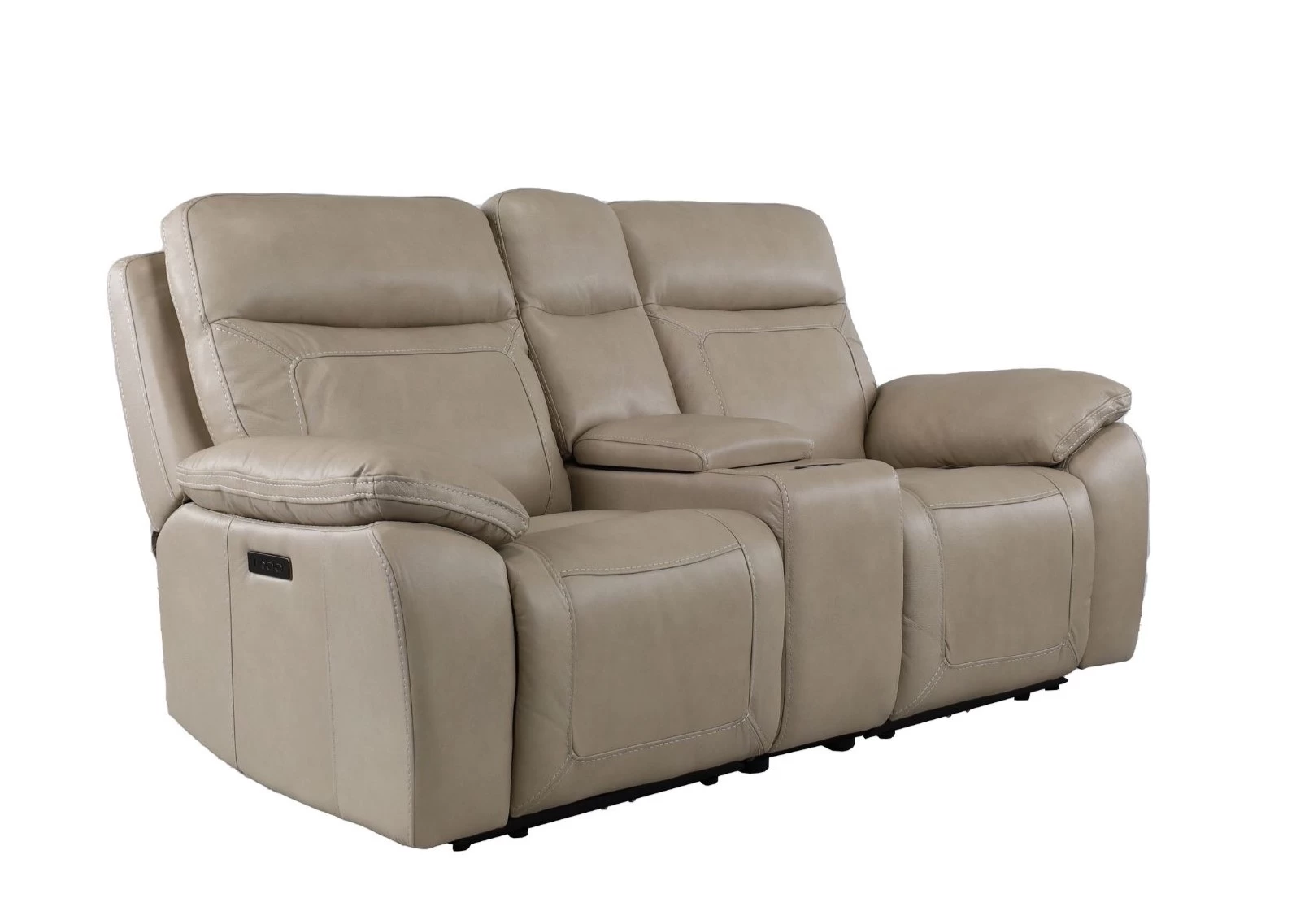 Man Wah Ivory Leather Power Zero Gravity Reclining Console Loveseat 3 Man Wah Ivory Leather Power Zero Gravity Reclining Console Loveseat - Image 3