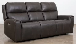 Flexsteel® Jarvis Grey Leather Power Reclining Sofa
