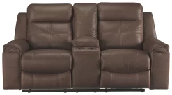 Signature Design By Ashley® Jesolo Coffee Double Reclining Loveseat With Console