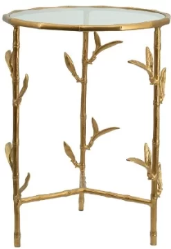 A & B Home Antique Brass Side Table