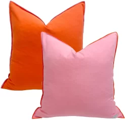 Laura Park Designs Pink/Orange Two-Toned 22x22 Decorative Pillow