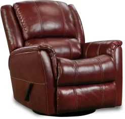 HomeStretch Mercury Red Leather Swivel Glider Recliner