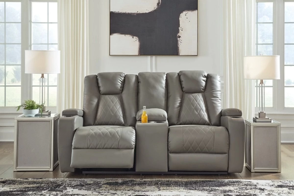 Signature Design By Ashley® Mancin Gray Reclining Loveseat With Console 8 Signature Design By Ashley® Mancin Gray Reclining Loveseat With Console - Image 8