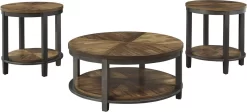 Signature Design By Ashley® Roybeck 3-Piece Light Brown/Bronze Occasional Table Set