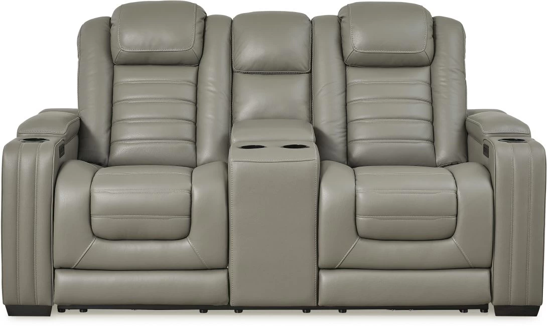 Signature Design By Ashley® Backtrack Gray Power Reclining Console Loveseat 2 Signature Design By Ashley® Backtrack Gray Power Reclining Console Loveseat - Image 2