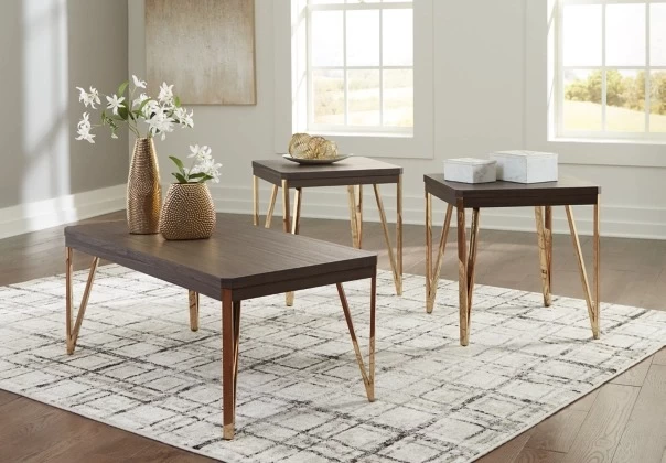 Signature Design By Ashley® Bandyn 3-Piece Brown/Champagne Table Set 8 Signature Design By Ashley® Bandyn 3-Piece Brown/Champagne Table Set - Image 8