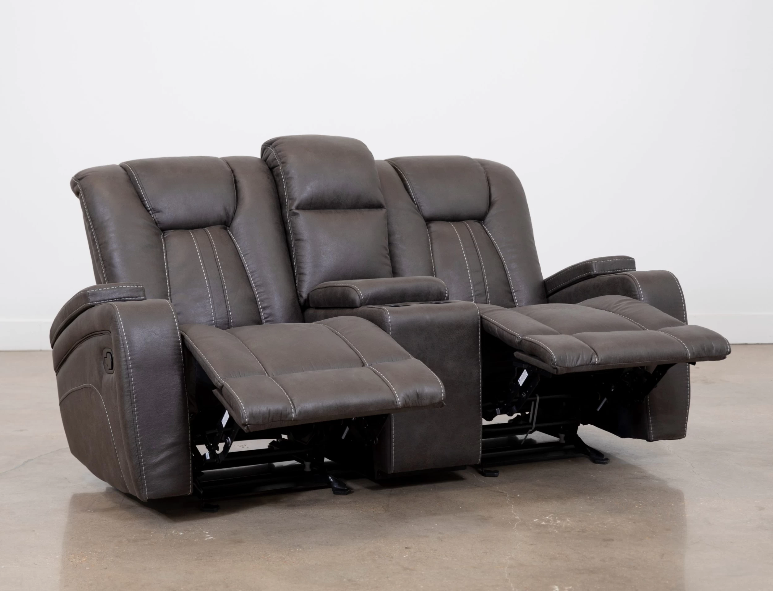 Man Wah Gray Reclining Glider Console Loveseat 3 Man Wah Gray Reclining Glider Console Loveseat - Image 3