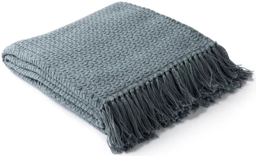 Surya Tressa Medium Gray 50"x60" Throw Blanket 2 Surya Tressa Medium Gray 50"x60" Throw Blanket - Image 2