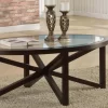 Crown Mark Cole 3-Piece Brown/Clear Living Room Table Set