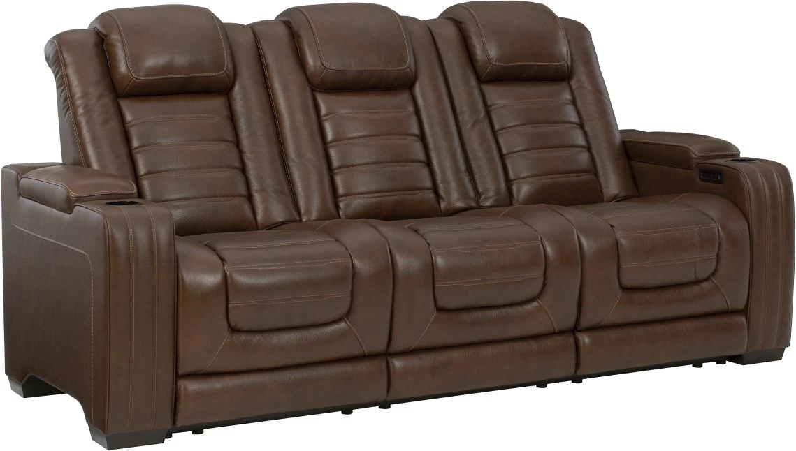 Signature Design By Ashley® Backtrack Chocolate Leather Power Reclining Sofa With Adjustable Headrest 1 Signature Design By Ashley® Backtrack Chocolate Leather Power Reclining Sofa With Adjustable Headrest
