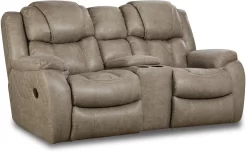 HomeStretch Daytona Mushroom Reclining Console Loveseat