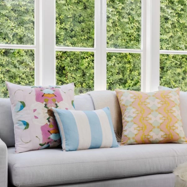 Laura Park Designs Lily Pond Apricot 14" X 36" Bolster Pillow 2 Laura Park Designs Lily Pond Apricot 14" X 36" Bolster Pillow - Image 2