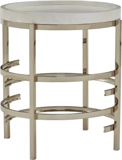 Signature Design By Ashley® Montiflyn White/Gold Round End Table