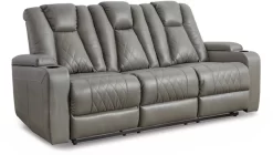 Signature Design By Ashley® Mancin Gray Reclining Sofa With Drop Down Table