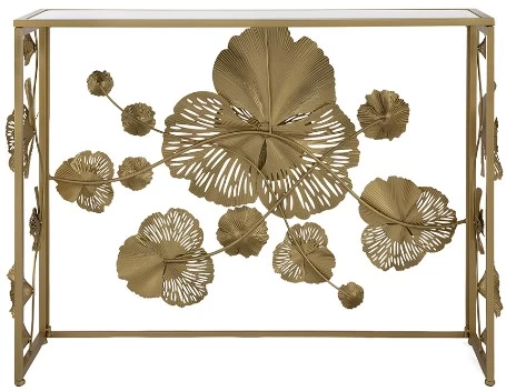 A & B Home Tamara Gold Metal Console Table With Mirror 2 A & B Home Tamara Gold Metal Console Table With Mirror - Image 2