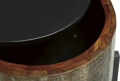 Signature Design By Ashley® Nashbryn Gray/Brown Round End Table -Furniture comprehensive store 2f2361ca 98b9 4425 870c e829348fcd2c