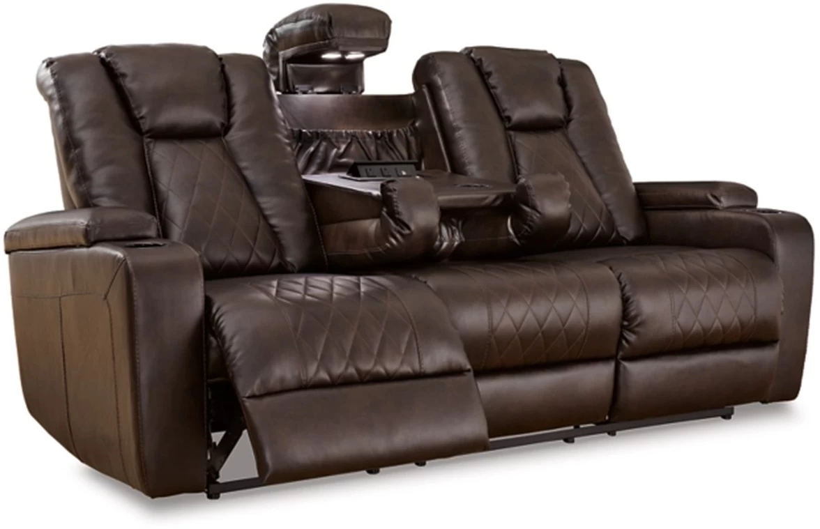 Signature Design By Ashley® Mancin Chocolate Reclining Sofa With Drop Down Table 2 Signature Design By Ashley® Mancin Chocolate Reclining Sofa With Drop Down Table - Image 2