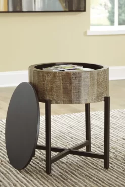 Signature Design By Ashley® Nashbryn Gray/Brown Round End Table -Furniture comprehensive store 32bda1b1 ffb7 415c 8de8 ed93502b003c