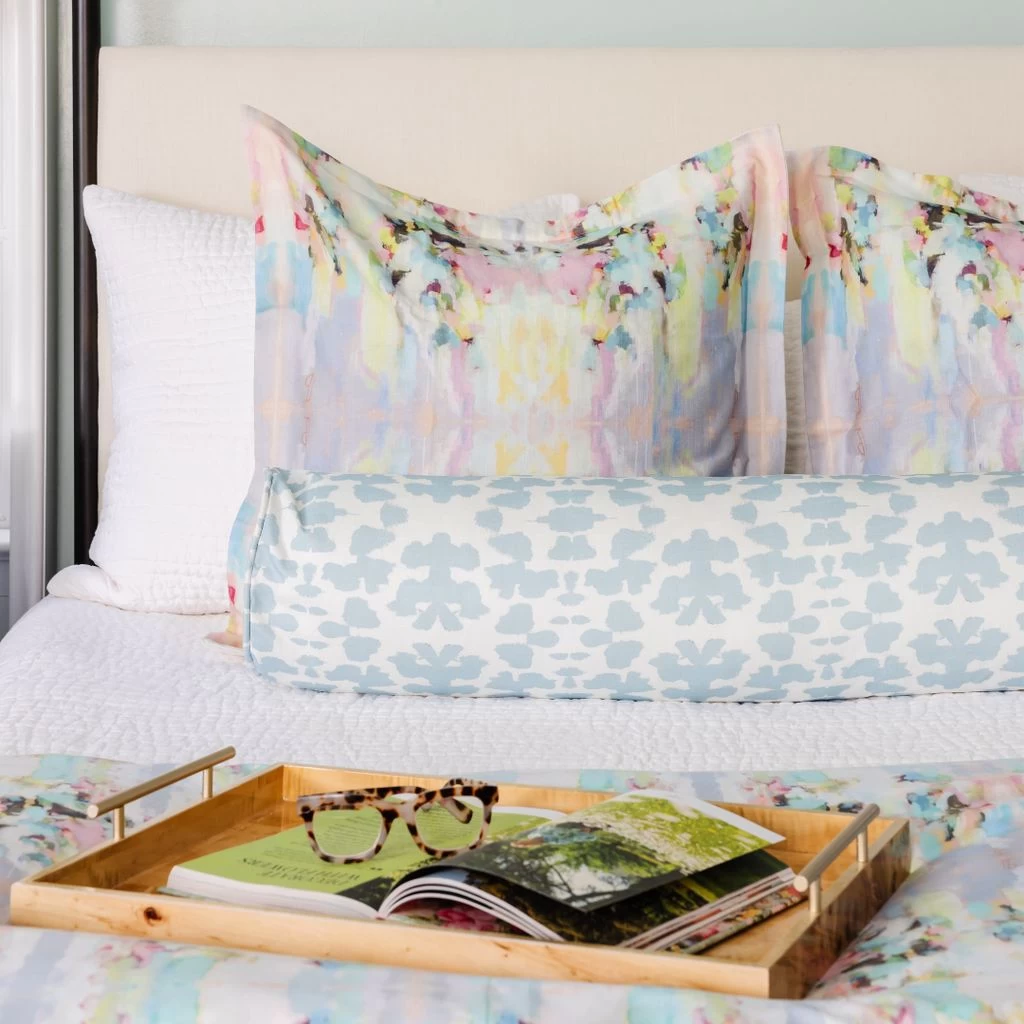 Laura Park Designs Chintz Mist Blue/White Round Bolster Pillow 3 Laura Park Designs Chintz Mist Blue/White Round Bolster Pillow - Image 3