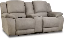 HomeStretch Nickel Power Reclining Loveseat With Console