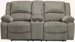 Signature Design By Ashley® Draycoll Pewter Double Reclining Loveseat With Console