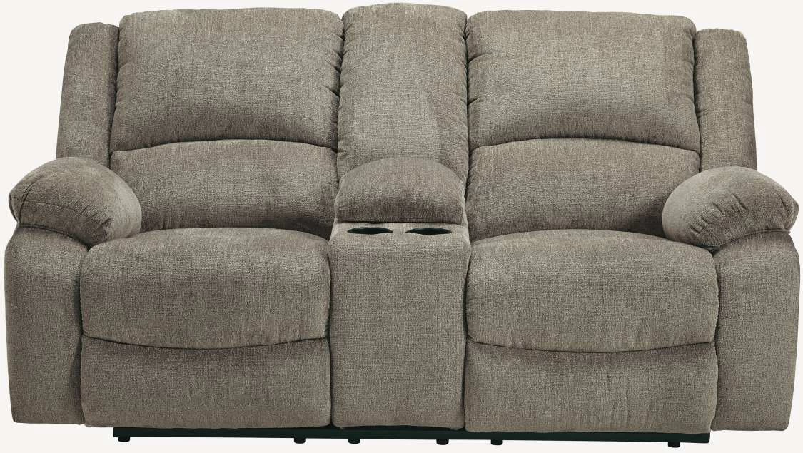 Signature Design By Ashley® Draycoll Pewter Double Reclining Loveseat With Console 1 Signature Design By Ashley® Draycoll Pewter Double Reclining Loveseat With Console