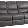 Man Wah Gray Leather Power Reclining Sofa