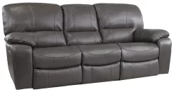 Man Wah Gray Leather Power Reclining Sofa