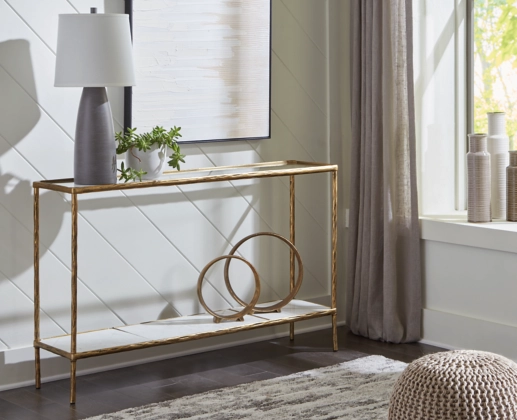 Signature Design By Ashley® Ryandale Antique Brass Console Sofa Table 4 Signature Design By Ashley® Ryandale Antique Brass Console Sofa Table - Image 4