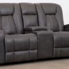 Man Wah Gray Reclining Glider Console Loveseat