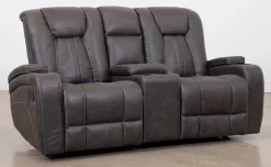 Man Wah Gray Reclining Glider Console Loveseat