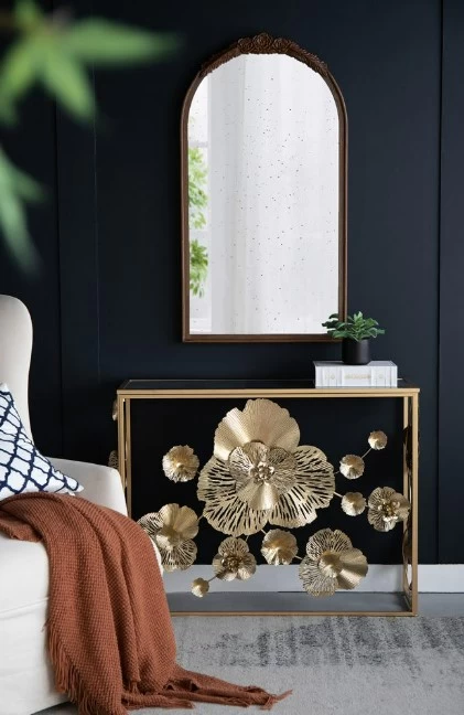 A & B Home Tamara Gold Metal Console Table With Mirror 5 A & B Home Tamara Gold Metal Console Table With Mirror - Image 5