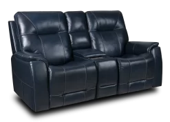 Moto Motion Kingston Ocean Leather Power Reclining Console Loveseat