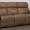 Man Wah Umber Leather Power Reclining Sofa
