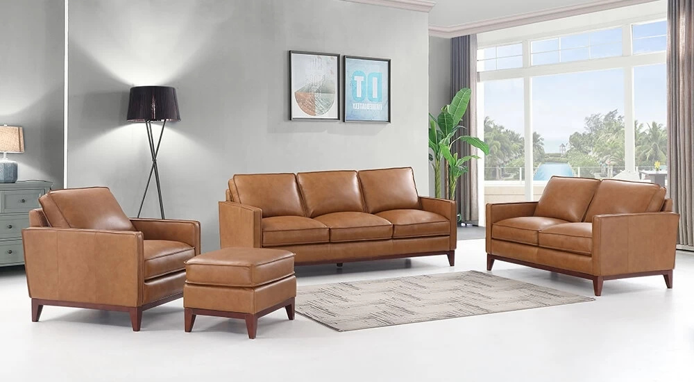 Leather Italia USA™ Georgetowne Newport Camel All Leather Sofa 3 Leather Italia USA™ Georgetowne Newport Camel All Leather Sofa - Image 3