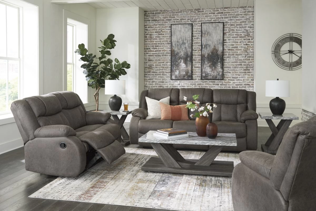 Signature Design By Ashley® First Base Gunmetal Reclining Loveseat 4 Signature Design By Ashley® First Base Gunmetal Reclining Loveseat - Image 4