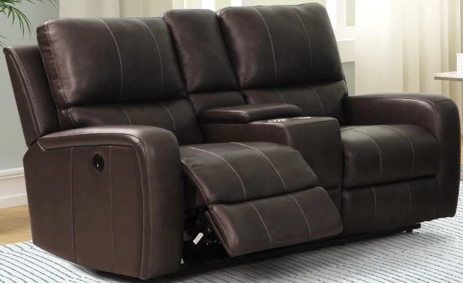 New Classic® Home Furnishings Linton Brown Leather Console Loveseat With Dual Recliners 1 New Classic® Home Furnishings Linton Brown Leather Console Loveseat With Dual Recliners