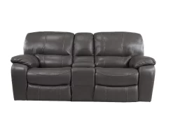 Man Wah Gray Leather Power Reclining Console Loveseat -Furniture comprehensive store 40fb58ed ab0e 4cb2 abe4 c8ee25abbbcb