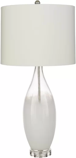 Surya Kehlani White Glass Body Table Lamp